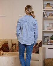 luvamia Women Chambray Jean Western Shirts Long Sleeve Button Down Denim Shirt Tops