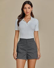 LUVAMIA Women's High Waisted Lightweight Quick Dry Relaxed Fit Shorts Summer Folded Hem.