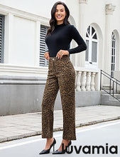 luvamia Wide Leg Jeans Woman Trendy High Waisted Leopard Cheetah Print Ankle Length Stretchy Denim Pants with Pockets