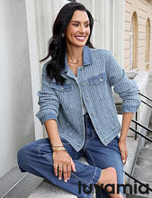 LUVAMIA Casual Western Denim Jacket Women Button Front Long Sleeve Vintage with Functional Pockets