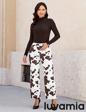 luvamia FleXclusive Wide Leg Jeans Woman Trendy High Waisted Leopard Cheetah Print Ankle Length Stretchy Denim Pants with Pockets