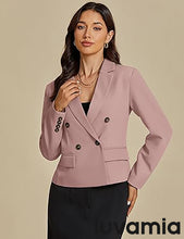 LUVAMIA Women Suit Jacket Double-Breasted Business Casual Long Sleeve Suiting Blazers