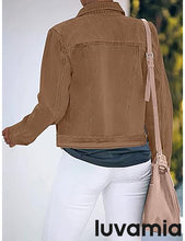luvamia Women's Basic Button Down Stretch Fitted Long Sleeves Denim Jean Jacket
