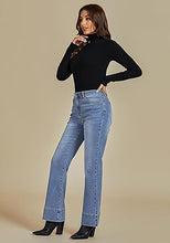 Women's High Waist Regular Fit Slight Stretch Flare Jeans Bell Bottoms