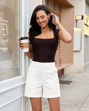 luvamia Summer Shorts for Women High Waisted Dressy Causal Cotton Chino Elastic Waist 5 Inch Inseam Mid Thigh Shorts