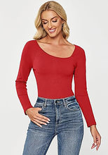 LUVAMIA Fitted Long Sleeve Slim Women Y2K Shirts Raglan Mega Stretch Top Blouses