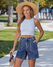 luvamia FleXclusive Jean Shorts for Women High Waisted Wide Leg Cinch Waist Stretchy Denim Mid Thigh Shorts Casual Summer Jorts