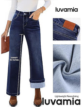 luvamia Flare Jeans for Women Thin Fleece Lined High Waisted Wide Leg Trendy Fall Stretchy Denim Pants Trouser Jeans