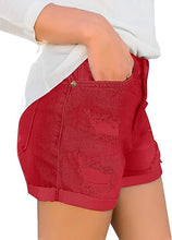 luvamia Women's Ripped Denim Jean Shorts High Waisted Stretchy Folded Hem Short Jeans