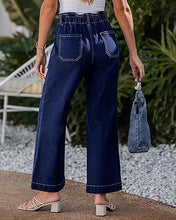 luvamia FleXclusive Wide Leg Jeans for Women Trendy High Waisted Elastic Waist Paperbag Drawstring Stretchy Denim Pants Trouser Jeans