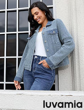LUVAMIA Casual Western Denim Jacket Women Button Front Long Sleeve Vintage with Functional Pockets