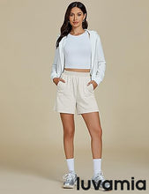 LUVAMIA Women's High Waist Elastic Waistband Shorts Regular Comfort Silhouette