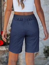 luvamia Bermuda Shorts for Women Trendy High Waist Knee Length Chino Long Shorts Drawstring Summer Casual Short 9"