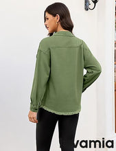 luvamia Jean Jacket for Women Trendy Rhinestone Embellished Long Sleeve Denim Jackets with Pockets