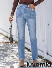 luvamia Bootcut Jeans for Women Trendy High Waisted Classic Boot Cut Stretchy Denim Pants Patch Pocket Trouser Jeans