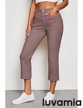luvamia Capri Jeans for Women High Waisted Slim Straight Stretchy Denim Capris Pants Welt Pockets Casual Cropped Jeans