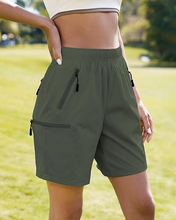 luvamia Hiking Shorts for Women Cargo Pull On Elastic Waist Lightweight Quick Dry Summer Sport Golf 7 Inch Inseam Shorts