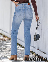 luvamia Bootcut Jeans for Women Trendy High Waisted Classic Boot Cut Stretchy Denim Pants Patch Pocket Trouser Jeans