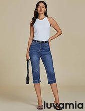 LUVAMIA Women Skinny Capri High Rise Denim Stretch Cropped Jeans