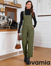 luvamia Corduroy Overalls for Women Loose Fit Baggy Straight Casual Adjustable Straps Bib Jumpsuit Overalls with Pockets