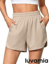 LUVAMIA Women's Brief High-Waisted Elastic-Waist Athletic Wide-Leg Shorts
