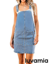 luvamia Women's Casual Straps Denim Overall Pinafore Dress with Pocket