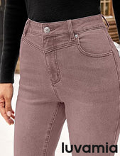 luvamia Skinny Jeans for Women Thin Fleece Lined High Waisted Front Yoke Fall Thermal Stretchy Denim Pants Warm Jeggings