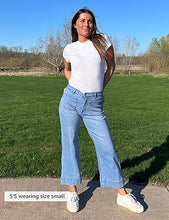 luvamia Wide Leg Jeans for Women Trendy High Waisted Flare Jeans Cropped Denim Pants Stretchy Baggy with Patch Pockets