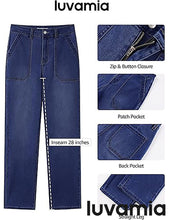 luvamia FleXclusive Women's Jeans High Waisted Straight Leg Tummy Control Stretchy Denim Pants Trendy Patch Pocket Trouser Jeans
