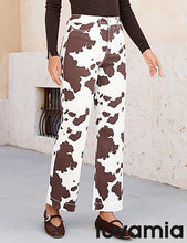 luvamia FleXclusive Wide Leg Jeans Woman Trendy High Waisted Leopard Cheetah Print Ankle Length Stretchy Denim Pants with Pockets