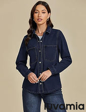 LUVAMIA Women's Relaxed Fit  Denim Slim Regular Pocket Jean Jacket Coat