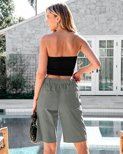 LUVAMIA Bermuda Shorts for Women's Knee Length Casual Lightweight Breathable Summer High Waisted Knee Length Shorts