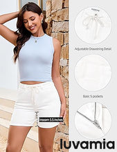 luvamia FleXclusive Jean Shorts for Women High Waisted Trendy Drawstring Stretchy Denim Shorts Summer Casual Jorts with Pockets