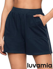 LUVAMIA Women's High Waist Elastic Waistband Shorts Regular Comfort Silhouette