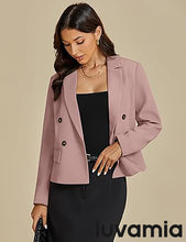 LUVAMIA Women Suit Jacket Double-Breasted Business Casual Long Sleeve Suiting Blazers