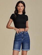 2025 Women's Casual Denim High Waist Pants Shorts Straight Leg Stretch Jeans
