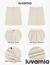 luvamia Corduroy Skirts for Women High Waisted Trendy Fall Elastic Waist Casual Stretchy Short Skirts with Patch Pockets