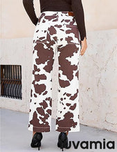 luvamia FleXclusive Wide Leg Jeans Woman Trendy High Waisted Leopard Cheetah Print Ankle Length Stretchy Denim Pants with Pockets