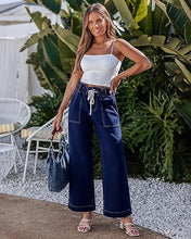 luvamia FleXclusive Wide Leg Jeans for Women Trendy High Waisted Elastic Waist Paperbag Drawstring Stretchy Denim Pants Trouser Jeans