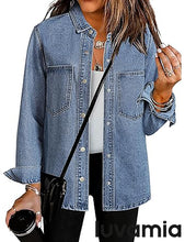 LUVAMIA Women's Relaxed Fit  Denim Slim Regular Pocket Jean Jacket Coat
