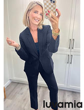 LUVAMIA Women's Blazer Set Business Casual Full Fit Blazer Jackets and Straight Pant Suits with Pockets