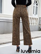 luvamia Wide Leg Jeans Woman Trendy High Waisted Leopard Cheetah Print Ankle Length Stretchy Denim Pants with Pockets