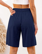 luvamia Bermuda Shorts for Women High Waisted Linen Dressy Casual Pleated Wide Leg Summer Shorts with Elastic Waist