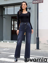 luvamia Flare Jeans for Women Thin Fleece Lined High Waisted Wide Leg Trendy Fall Stretchy Denim Pants Trouser Jeans