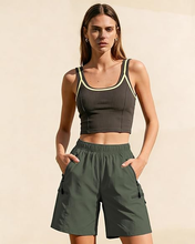 luvamia Hiking Shorts for Women Cargo Pull On Elastic Waist Lightweight Quick Dry Summer Sport Golf 7 Inch Inseam Shorts