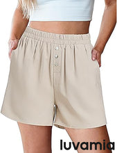 2025 Women's Relaxed Lightweight Shorts with Elastic Waistband and Front Button