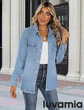 luvamia 2025 Jean Jackets for Women Fashion Oversized Button Down Denim Jacket Western Fall Shacket Jacket with Pockets