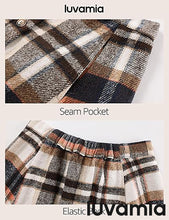 LUVAMIA High Waist A Line Maxi Skirt Women Plaid with Pockets Long Vintage Style Fall Winter