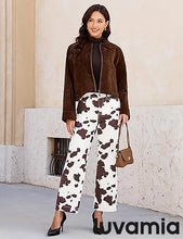 luvamia FleXclusive Wide Leg Jeans Woman Trendy High Waisted Leopard Cheetah Print Ankle Length Stretchy Denim Pants with Pockets
