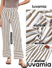 luvamia Striped Jeans for Women Wide Leg High Waisted Trendy Patch Pockets Stretchy Denim Pants Casual Trouser Jeans